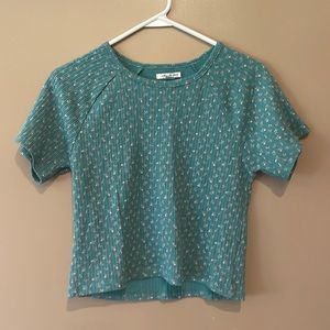 Green, floral print, size L American Eagle crop top